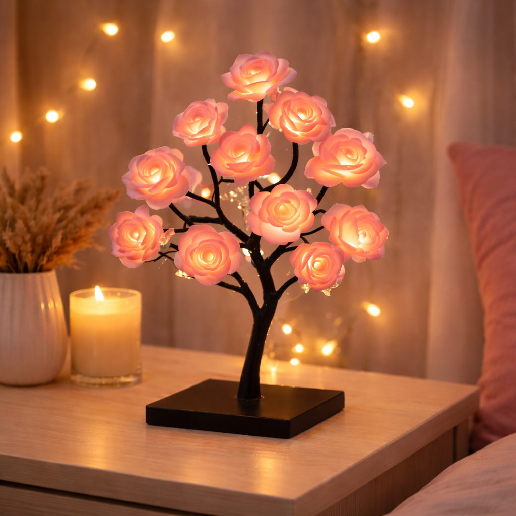 Drzewko Róż LED – romantyczna lampka dekoracyjna z ciepłym światłem